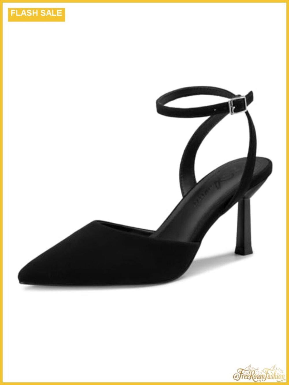 Women's Pointed Toe Stiletto Heels 3 Inch Ankle Strap Pumps